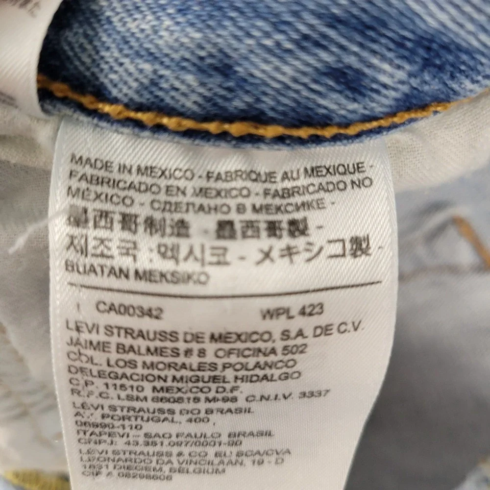 Levis 501 Jeans Mens 36x30 Blue Button Fly Straight Leg Light Wash Stretch Denim